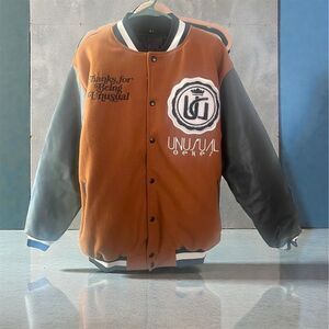 Unusual Genes Varsity Jacket Unisex Medium Brown Casual Fall Rare Unusuals Crew